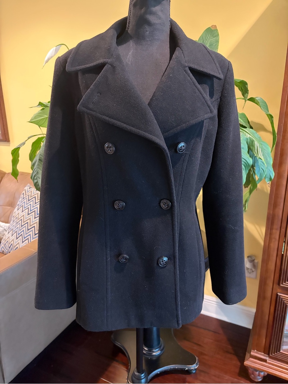 Jason Kole double-breasted black wool pea coat - Medium